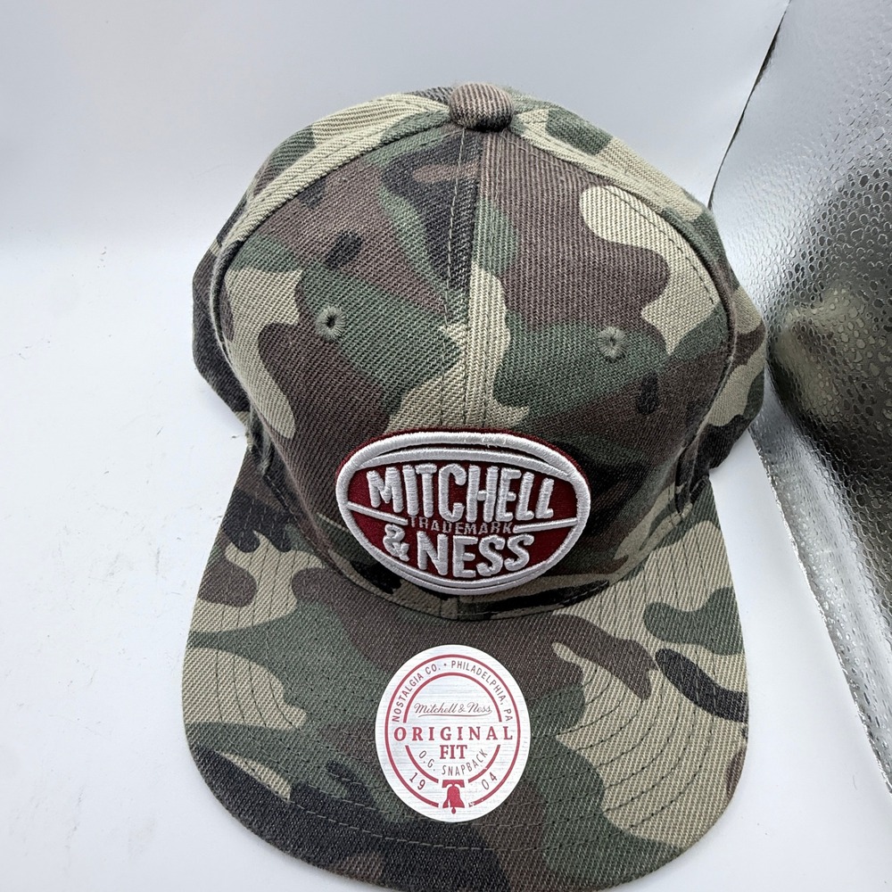 Mitchell & Ness Original Fit Snapback Hat OSFM Camo Embroidered Logo Cap